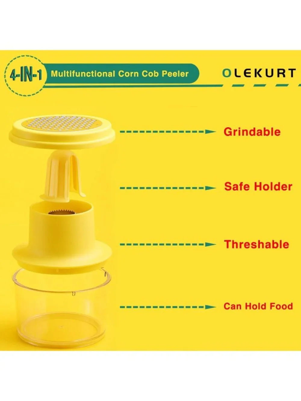 Corn Cob Stripper Tool - Easy Corn Peeler for Fresh Corn on the Cob, Yellow